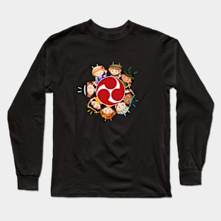 Colorful Taiko Kids Red Mitsudomoe Symbol Long Sleeve T-Shirt